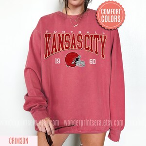 Kansas City Football Comfort Colors Vintage Style Sweatshirt, Kansas City Football Crewneck, Football Sweatshirt, Kansas City Fan Gifts FND8 image 3