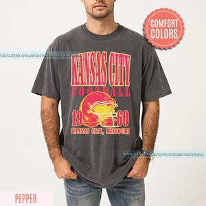 Kansas City Football Comfort Colors Vintage Style T-Shirt, Kansas City Football Crewneck, Football T-Shirt, Kansas City Fan Gifts FSM8 image 4