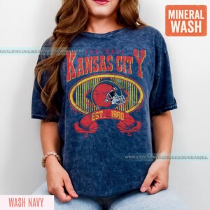 Kansas City Football Mineral Wash Vintage Style T-Shirt, Kansas City Football Crewneck, Football T-Shirt, Kansas City Fan Gifts FAR8 image 5