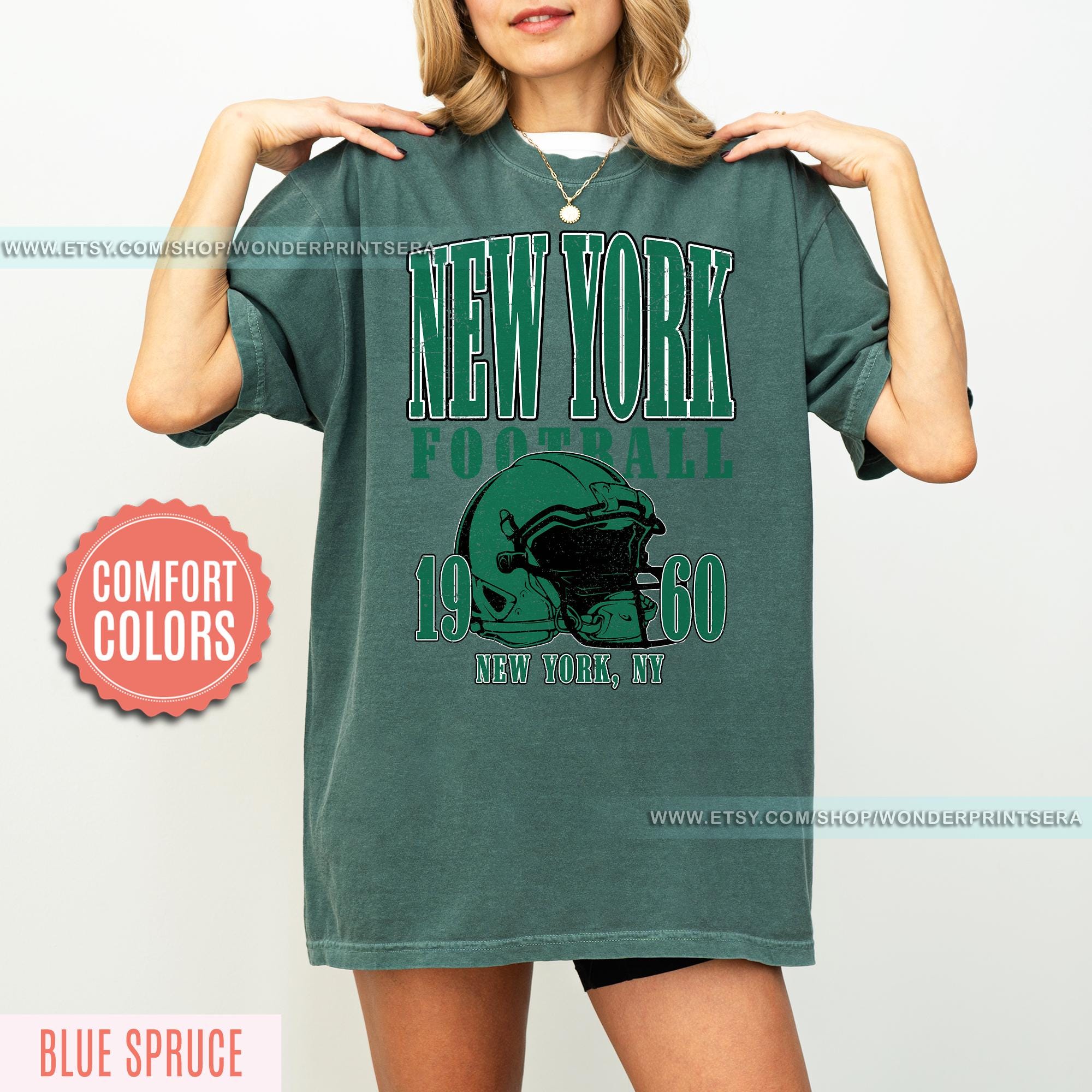 New York Football Retro 80s Vintage Style Comfort Colors Crewneck