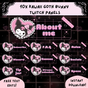 Kawaii Goth Bunny Twitch Panels