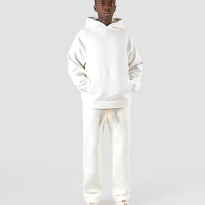 Urban Style Men's Oversize Hoodie in Ecru Blank Premium Hoodie image 5