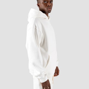 Urban Style Men's Oversize Hoodie in Ecru Blank Premium Hoodie image 3