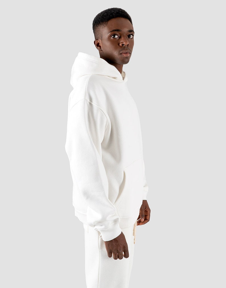 Urban Style Men's Oversize Hoodie in Ecru Blank Premium Hoodie image 3