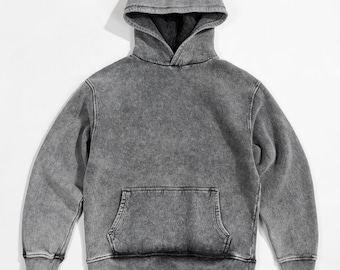 Acid Washed herenhoodie met normale pasvorm in zwart