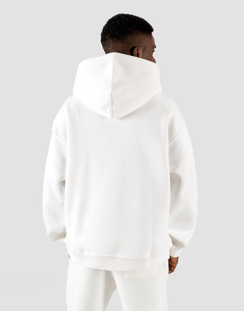 Urban Style Men's Oversize Hoodie in Ecru Blank Premium Hoodie image 4