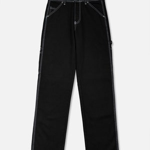 Wide Leg Urban Men's Baggy Carpenter Denim Jeans in Black - Etsy