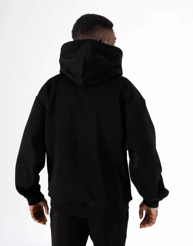 Urban Men's Regular Fit Hoodie in Black Premium Hoodie image 8