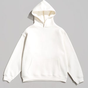 Urban Style Men's Oversize Hoodie in Ecru Blank Premium Hoodie image 2