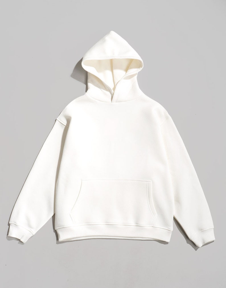 Urban Style Men's Oversize Hoodie in Ecru Blank Premium Hoodie image 2