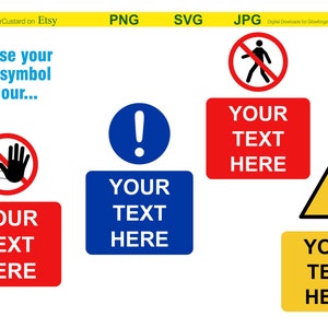 Download digitale personalizzato del cartello di sicurezza. Aggiungi il tuo testo! Completamente scalabile. Artigianato, Cricut, Ritagli, Glowforge.  JPG, SVG e PNG inclusi.