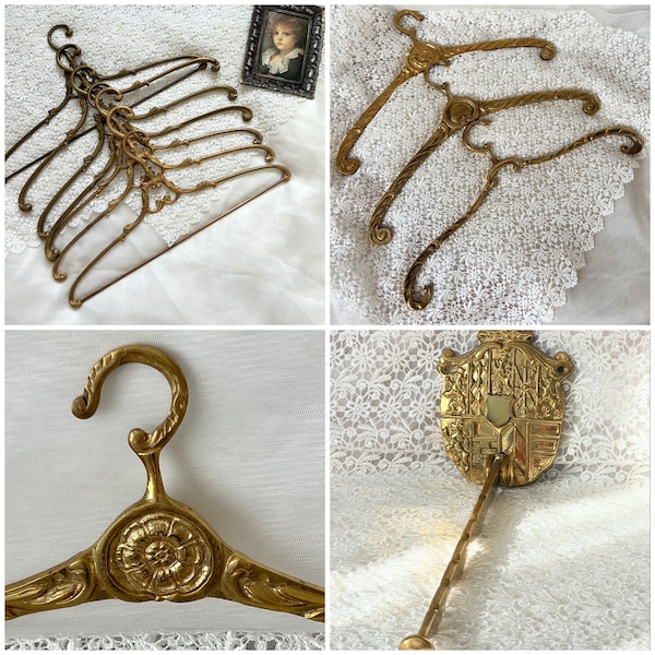 Vintage clothes hanger brass wedding antique coat hanger bridal clothes hanger