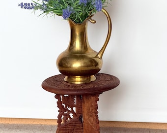 Vintage plant stand, decorative piece, handmade, grandma's wooden bench, side table, plant stand, retro 1950s, mid-century style