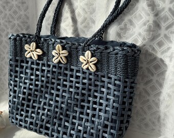 Vintage woven shopper bag, handbag, beach bag