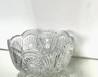 Vintage large crystal bowl lead crystal bowl bowl crystal crystal glass