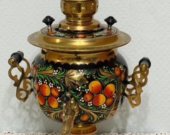 Bollitore elettrico vintage Teiera Samovar originale dipinta a mano Tula 1989