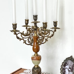 Vintage 5-Flame Baroque Candlestick Candle Holder Candelabra Brass Candle Holder