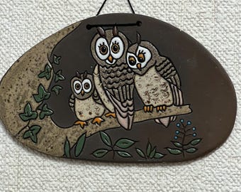 Door sign ceramic picture “Owls” wall sign