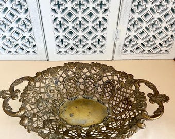 Brass fruit bowl Filigree brass decorative bowl