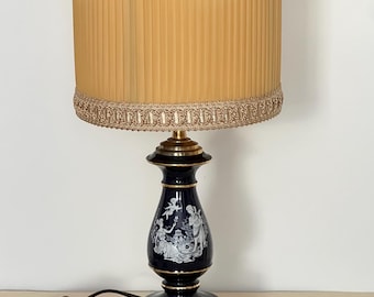Vintage table lamp bedside lamp porcelain base table lamp cobalt blue gold mid century
