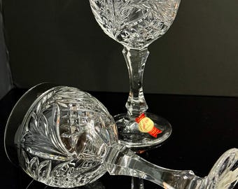 Juego vintage de copas de vino de cristal, copas de cristal de plomo, copas de vino Römer, copas de champán, Anna Hütte