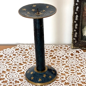 Antique candlestick candle holder candlestick brass blue/gold