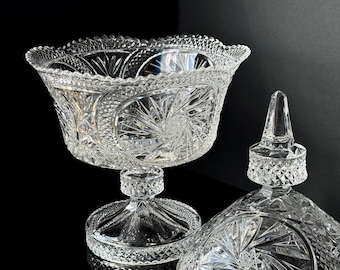 Vintage crystal bonbonniere candy dish with lid sugar bowl lead crystal crystal glass