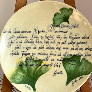 Vintage porcelain plate with poem by Johann Wolfgang Goethe