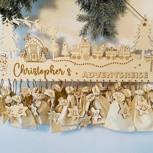 XXL Advent calendar made of wood, personalized with desired text, gift idea, baby&#39;s Christmas Christmas trip Christmas train, Advent, Santa Claus
