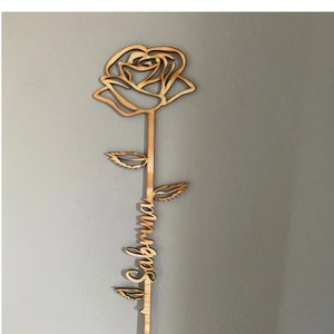 Personalized Wood Rose with Name, Real Wood, Valentine&#39;s Day, Mother&#39;s Day, Bridesmaid, Bride, Groom, Gift, Birthday, Love, Flower