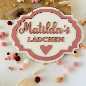 Sweet name plate for the store, personalized with desired text and in your desired colors, children's room, door sign