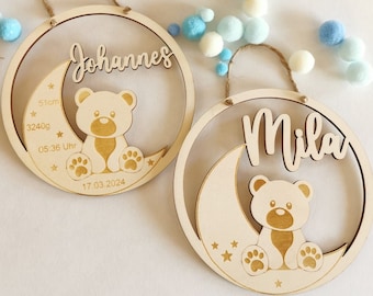 Birth sign, birth gift, personalized, baby gift, baptism gift, name plate, wooden birth board, baptism gift