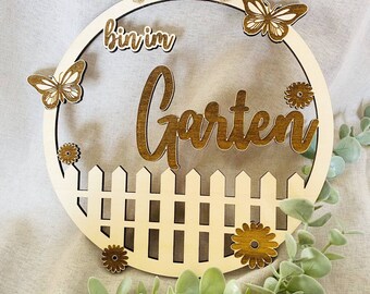 Are / Am in the garden sign, panneau de porte, clôture de jardin, décoration de jardin, porte d'entrée, amis du jardin, fleurs