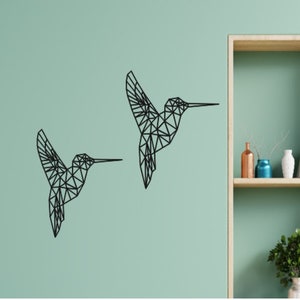 Geometric 3D mural hummingbird made of wood in desired size and color, 6 mm, Wallart wall decoration wood picture picture gift decorative object