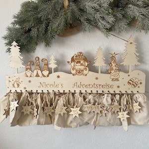 Calendario dell'avvento in legno, personalizzato con testo desiderato, idea regalo, Natale bimbi, viaggio di Natale, elfi di Natale, Avvento, Babbo Natale