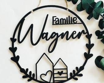 Bellissimo anello decorativo, ghirlanda per porta, decorazione per finestra, moderno, nero, minimalista, anello decorativo scandinavo Hygge
