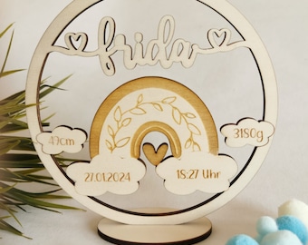 Birth sign, birth gift, personalized, baby gift, baptism gift, name plate, wooden birth board, baptism gift