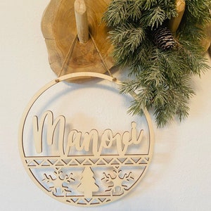 Christmas door wreath personalized in desired color also with glitter, Christmas decoration, door wreath, door sign family, Christmas gift, xmas