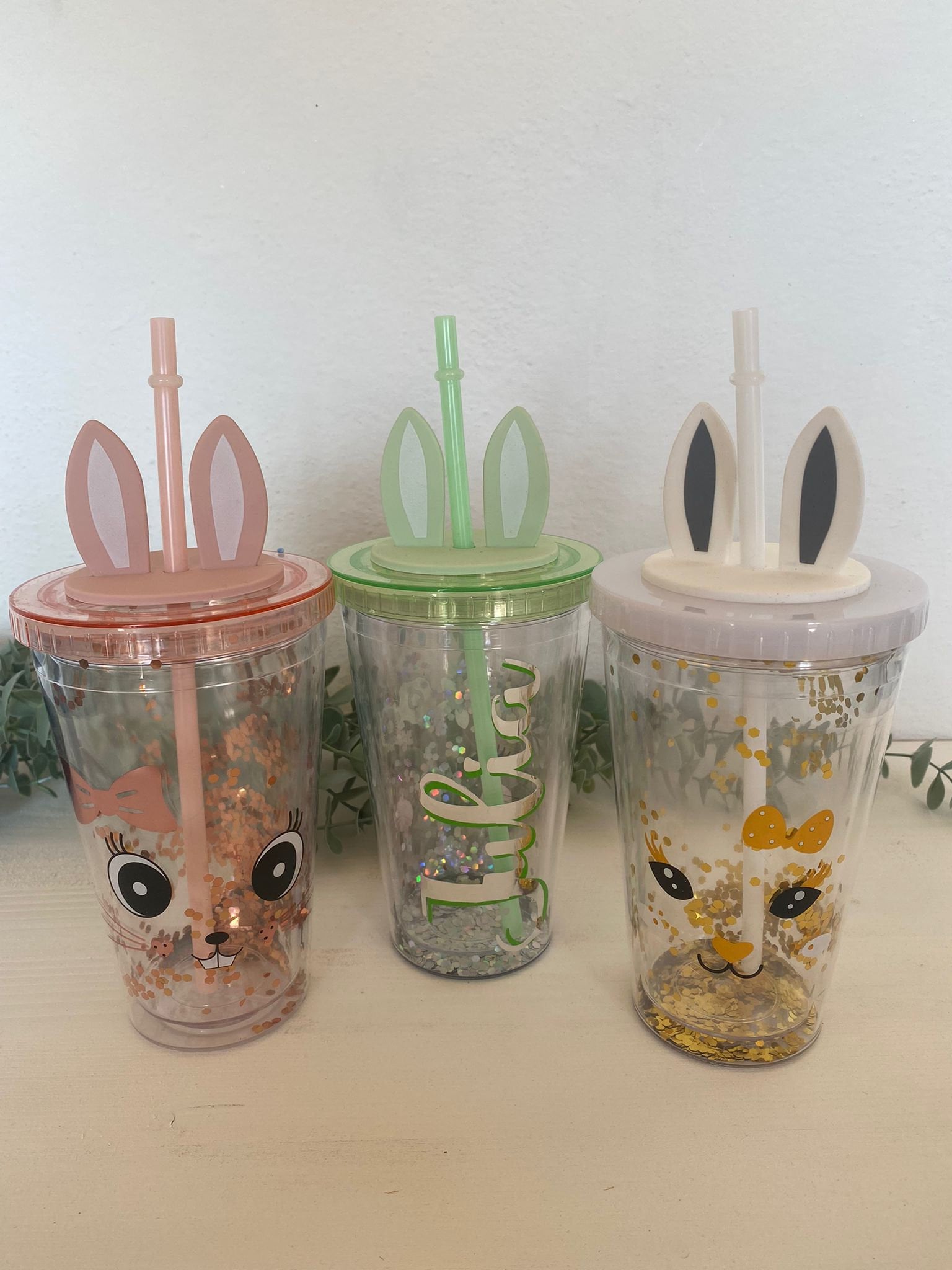 2x Glitzer Trinkbecher Mit Katzenohren - Doppelschicht Becher 500ml