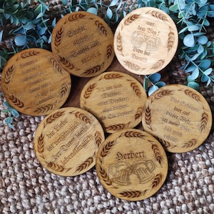 Coaster beer, beer glass, gift for men, funny toasts, birthday, Father&#39;s Day, gift for grandpa dad colleagues, name personalized