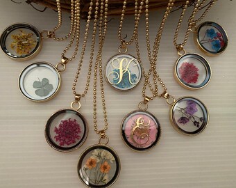 Personalized Real Flower Necklace Necklace Pendant Jewelery Gift Birthday Easter Mother&#39;s Day Christmas Bridesmaid