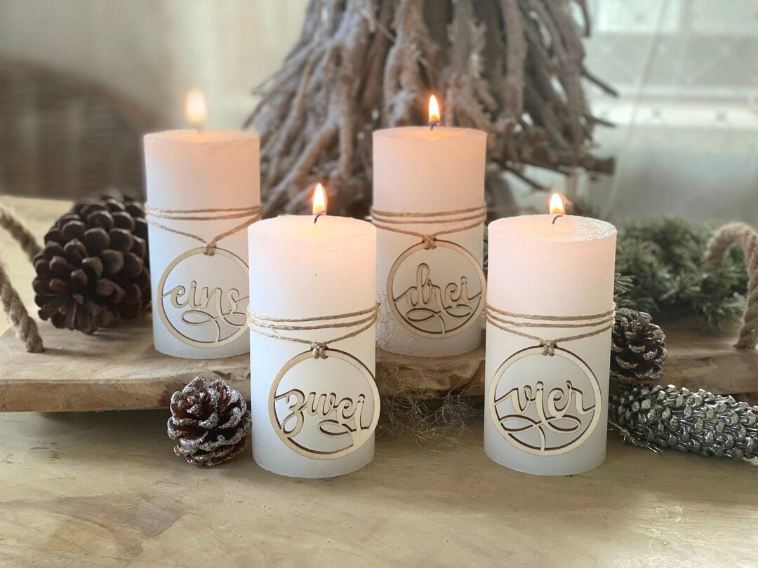Rustic Candle Numbers Advent Wreath Numbers for Wooden Candles, Set of 4, Advent, Christmas ...
