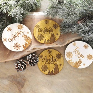 personalisierte Holz Untersetzer, Name, Monogram, Geschenk, Geburtstag, Weihnachten, Weihnachtsdeko, Tischset, Gläser, Tischdeko, Dekoration