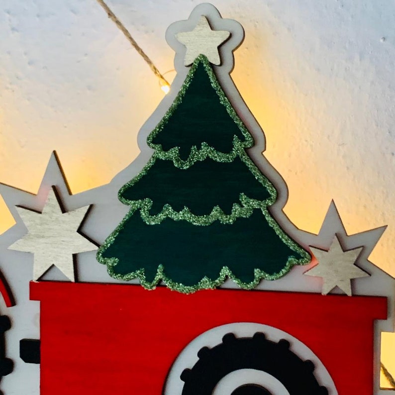 Adventskalender XXL Traktor aus Holz, personalisiert mit Wunschtext und in Wunschfarbe, Geschenkidee, Babys Weihnachten, Advent, Nikolaus Bild 4