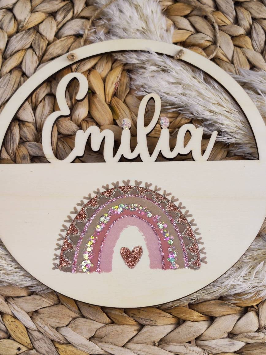Targa personalizzata con nome arcobaleno - Decorazione arcobaleno per cameretta o cameretta dei bambini - Italia