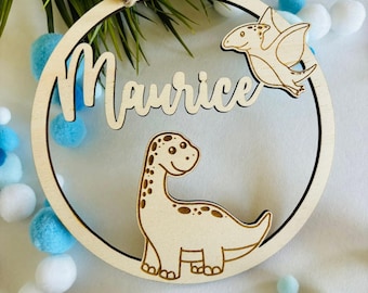 Personalized name plate, door sign, wooden sign children baby, gift birth baptism birthday, dino, godchild, children's room decoration