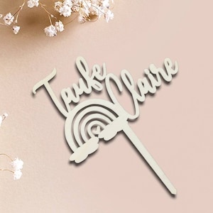 Personalized wooden cake topper with desired text, communion, baptism, cake decoration, cake decoration, birth, gift, gift idea