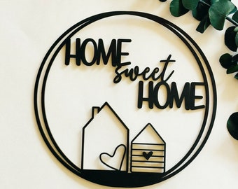 Bonita corona decorativa para puerta con forma de anillo, decoración de ventanas, moderna, negra, minimalista, decoración escandinava Hygge dekoloop dekoring