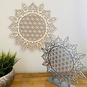 Mandala fiore della vita, murale, statua, figura, immagine, rientranza della parete decorativa in legno, arte della parete, regalo di compleanno, regalo di nozze, Natale