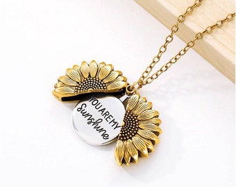 Sunflower Necklace & Pendant "you are my sunshine", Gift Birthday, Girlfriend, Mother's Day, Jewelry Set, Gift Set, Necklace, Jewelry